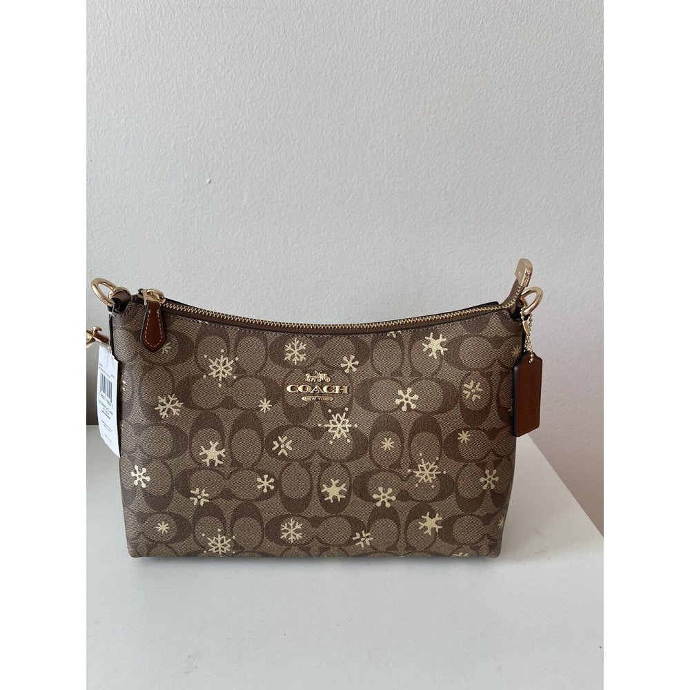 COACH Clara Shoulder Bag In Signature Canvas With Snowflake Print NEW - Picture 2 of 6